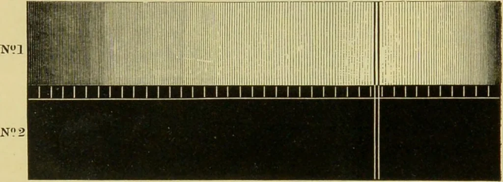 An illustration from Spectrum analysis : six lectures, delivered in 1868, before the Society of Apothecaries of London / by Henry E. Roscoe ; with appendices, coloured plates, and illustrations., 1869, leaf 229