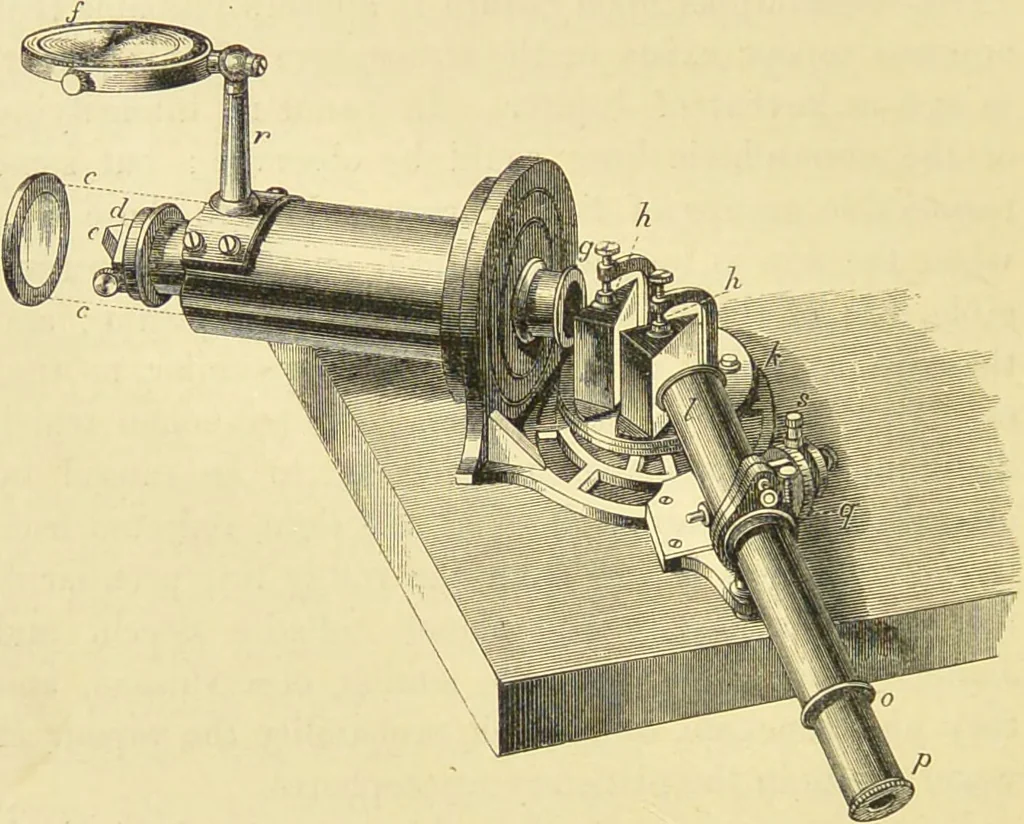 An illustration from Spectrum analysis : six lectures, delivered in 1868, before the Society of Apothecaries of London / by Henry E. Roscoe ; with appendices, coloured plates, and illustrations., 1869, leaf 276