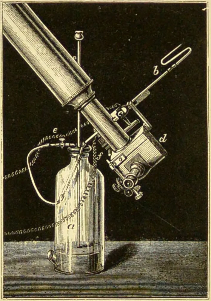 An illustration from Spectrum analysis : six lectures, delivered in 1868, before the Society of Apothecaries of London / by Henry E. Roscoe ; with appendices, coloured plates, and illustrations., 1869, leaf 298