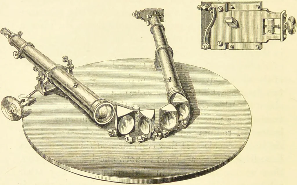 An illustration from Spectrum analysis : six lectures, delivered in 1868, before the Society of Apothecaries of London / by Henry E. Roscoe ; with appendices, coloured plates, and illustrations., 1869, leaf 80