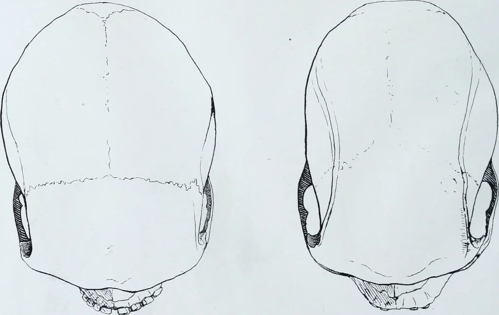 An illustration from Zur Morphologie der Rassen-Schädel : einleitende Bemerkungen und Beiträge, ein Sendschreiben an ... Carl Ernst v. Baer / von Joh. Christ. Gustav Lucae., 1861, leaf 140