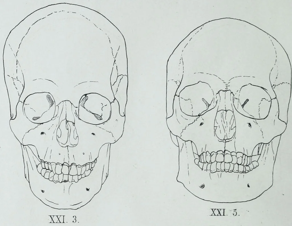 An illustration from Zur Morphologie der Rassen-Schädel : einleitende Bemerkungen und Beiträge, ein Sendschreiben an ... Carl Ernst v. Baer / von Joh. Christ. Gustav Lucae., 1861, leaf 168