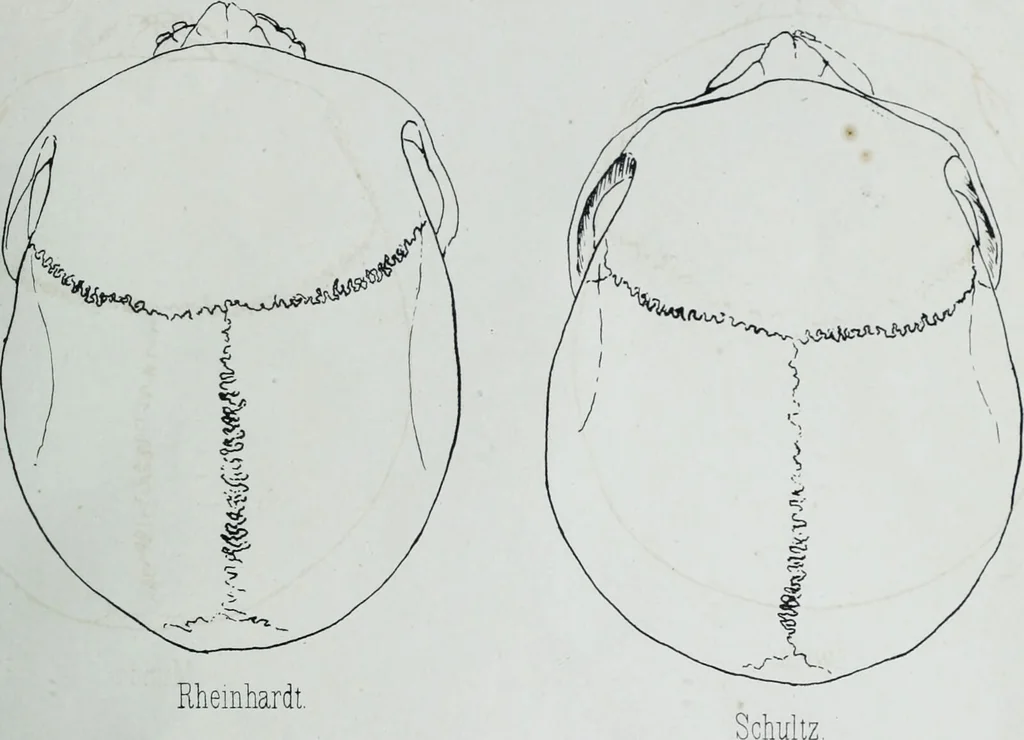 An illustration from Zur Morphologie der Rassen-Schädel : einleitende Bemerkungen und Beiträge, ein Sendschreiben an ... Carl Ernst v. Baer / von Joh. Christ. Gustav Lucae., 1861, leaf 181