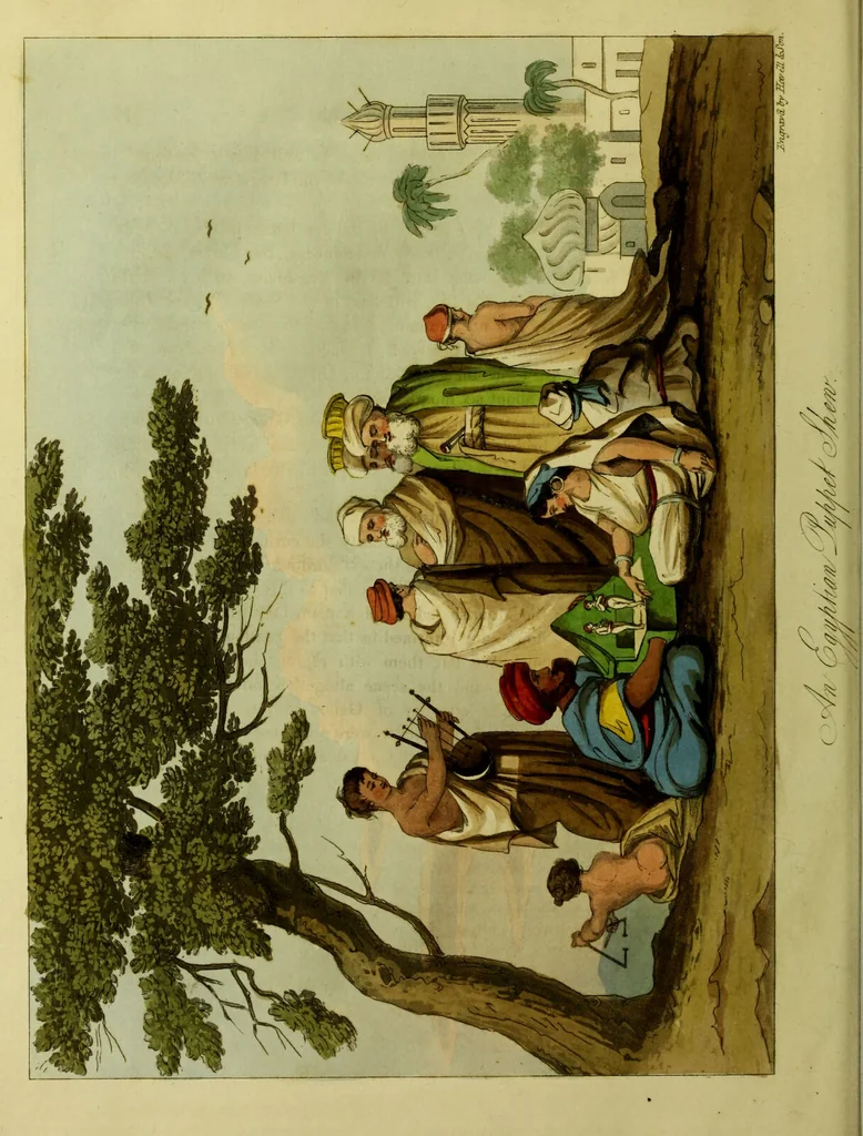An illustration from Narrative of a ten years' residence at Tripoli in Africa: from the original correspondence in the possession of the family of the late Richard Tully, Esq., the British consul. Comprising authentic memoirs and anecdotes of the reigning bashaw, his family, and other persons of distinction; also, an account of the domestic manners of the Moors, Arabs, and Turks / Illustrated with a map and several coloured plates., 1816, leaf 348