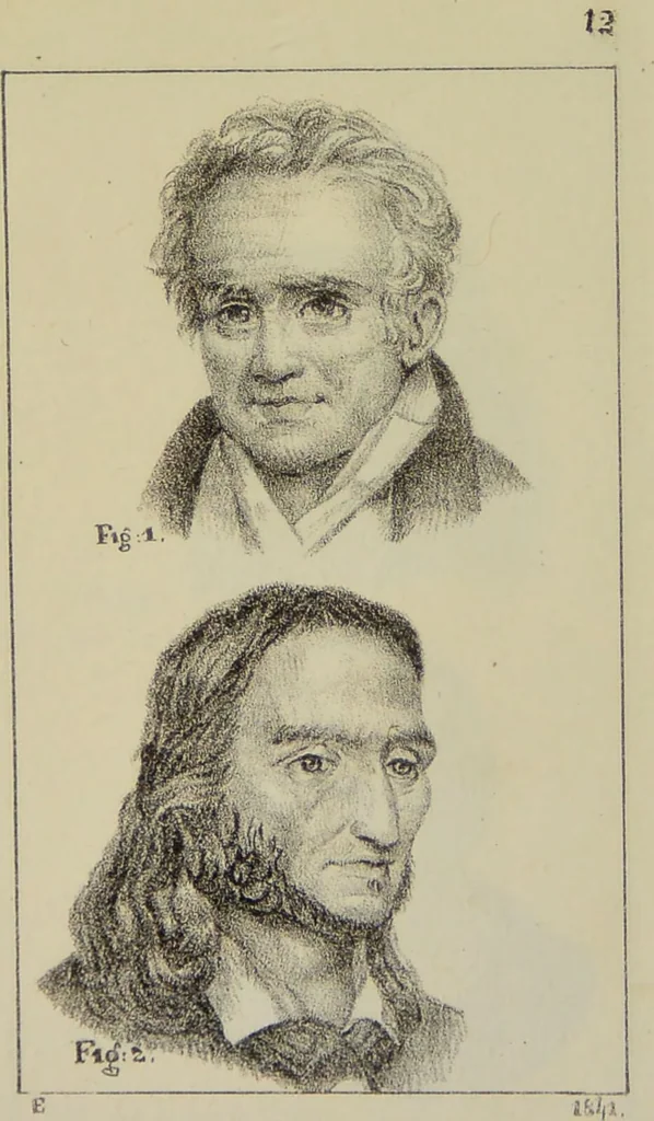 An illustration from Nuevo manual de frenolojía, escrito en inglés ... / puesto en francés con numerosas notas por el Doctor J. Fossati ... y traducido al español por Don José de Garaycoechea., 1840, leaf 351