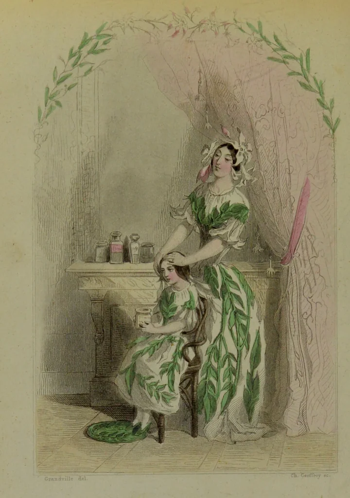 An illustration from Les fleurs animées / par J.J. Grandville ; introductions par Alph. Karr ; texte par Taxile Delord., 1847, leaf 136