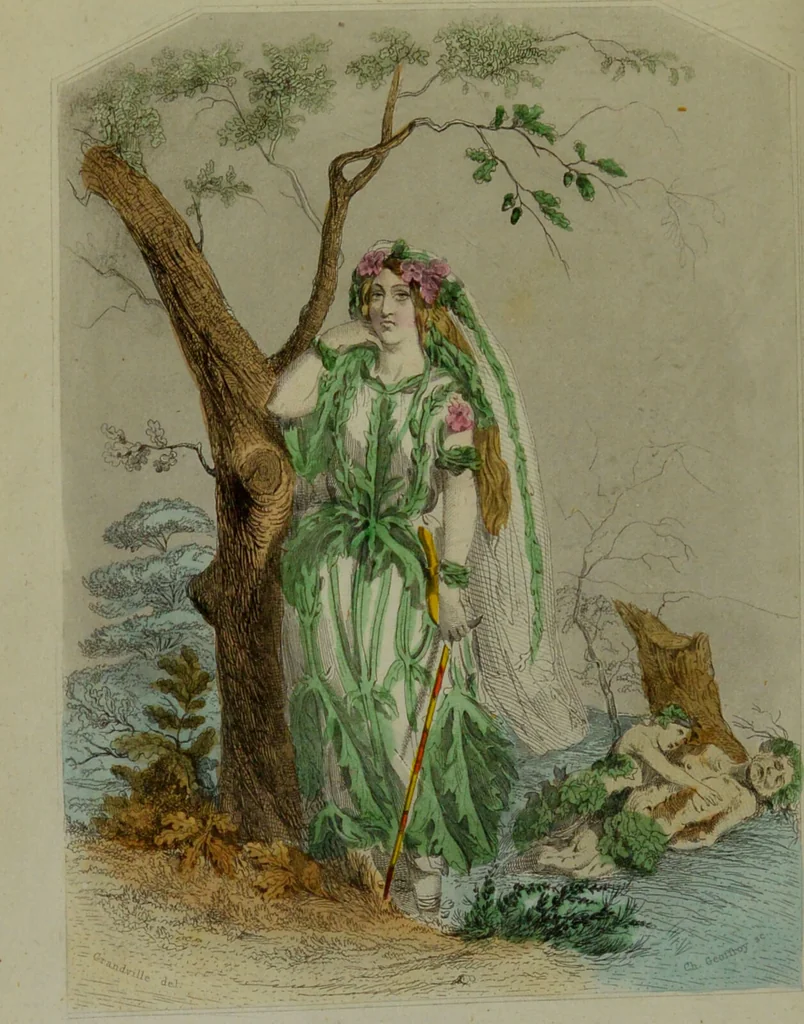 An illustration from Les fleurs animées / par J.J. Grandville ; introductions par Alph. Karr ; texte par Taxile Delord., 1847, leaf 146