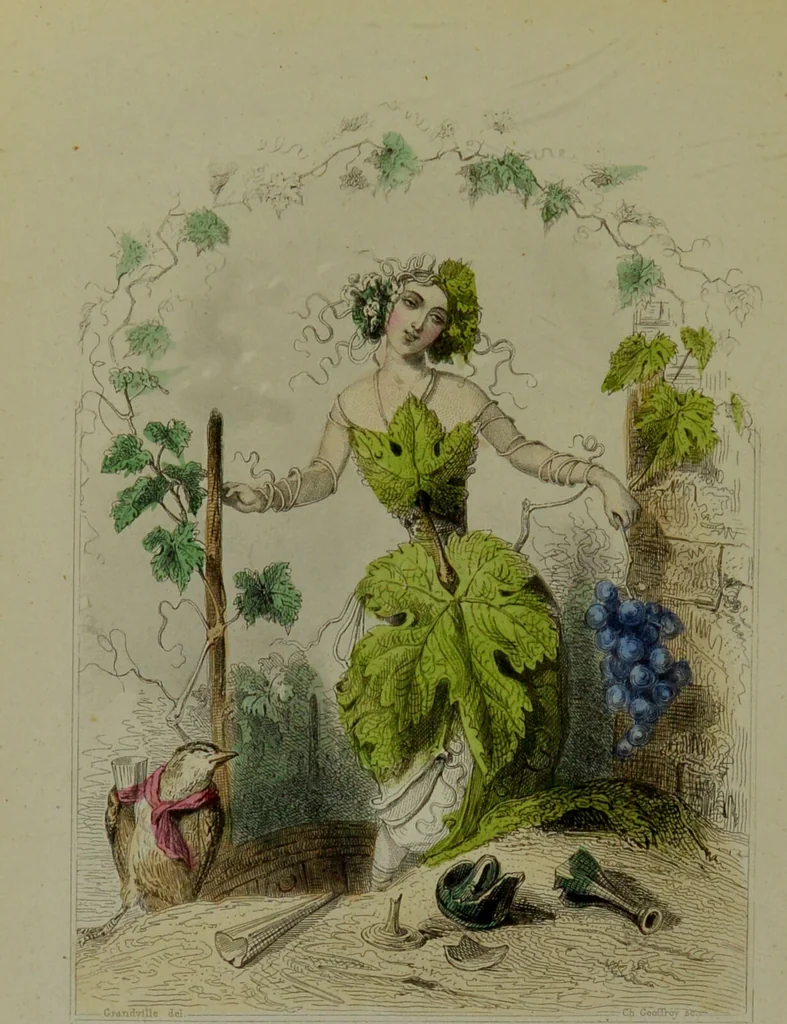 An illustration from Les fleurs animées / par J.J. Grandville ; introductions par Alph. Karr ; texte par Taxile Delord., 1847, leaf 58