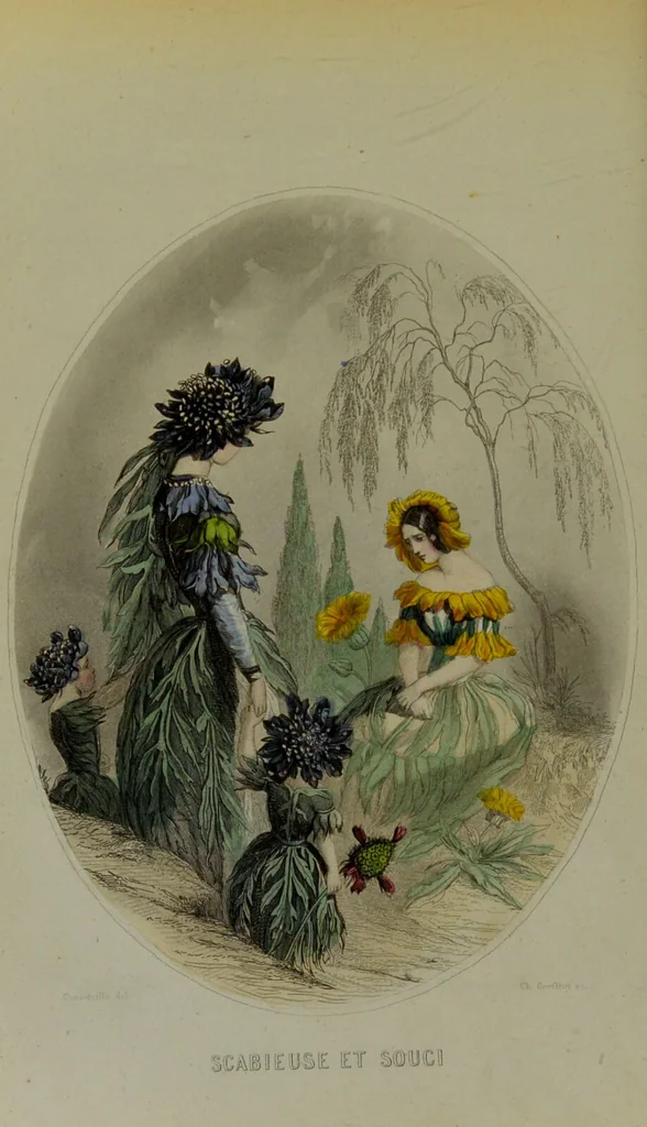 An illustration from Les fleurs animées / par J.J. Grandville ; introductions par Alph. Karr ; texte par Taxile Delord., 1847, leaf 82