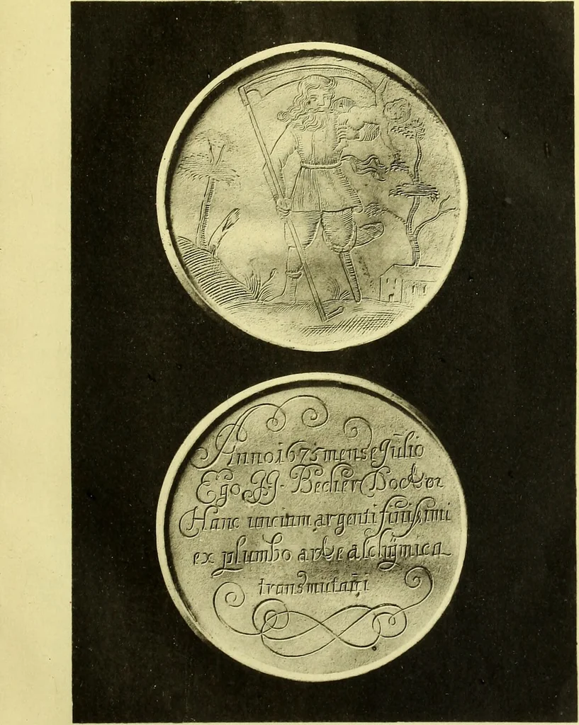 An illustration from Die Adelsdocumente österreichischer Alchemisten und die Abbildung einiger Medaillen alchemistischen Ursprunges / von Alexander Bauer., 1893, leaf 41