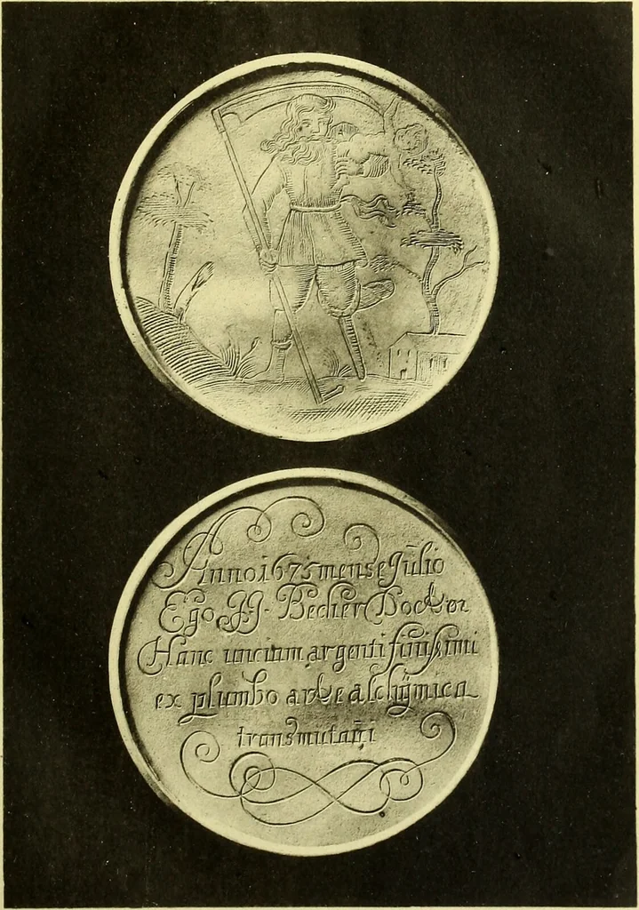 An illustration from Die Adelsdocumente österreichischer Alchemisten und die Abbildung einiger Medaillen alchemistischen Ursprunges / von Alexander Bauer., 1893, leaf 41