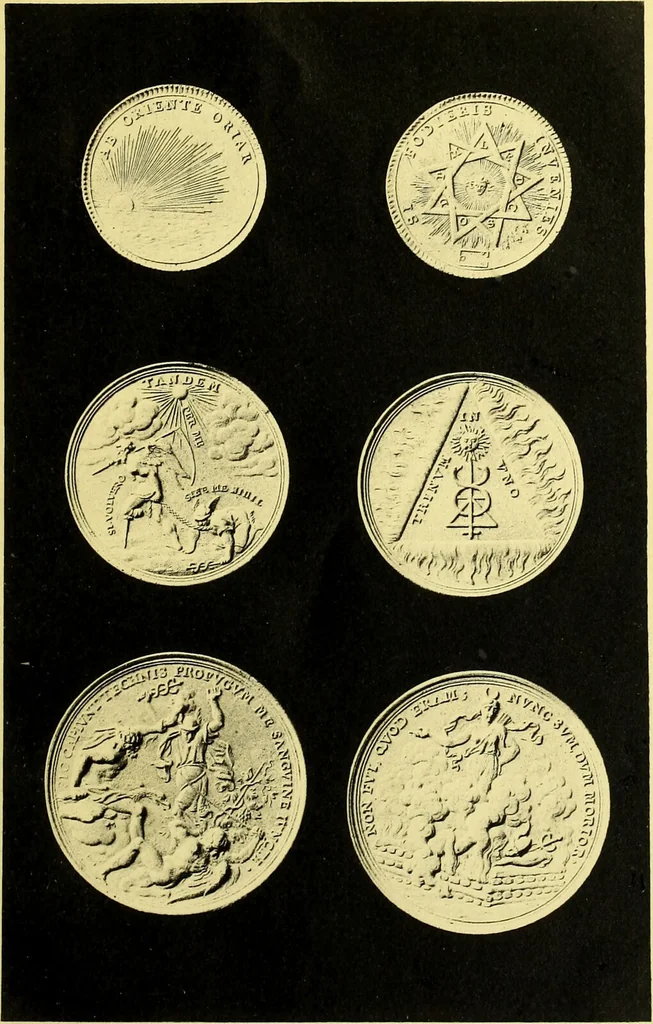 An illustration from Die Adelsdocumente österreichischer Alchemisten und die Abbildung einiger Medaillen alchemistischen Ursprunges / von Alexander Bauer., 1893, leaf 85