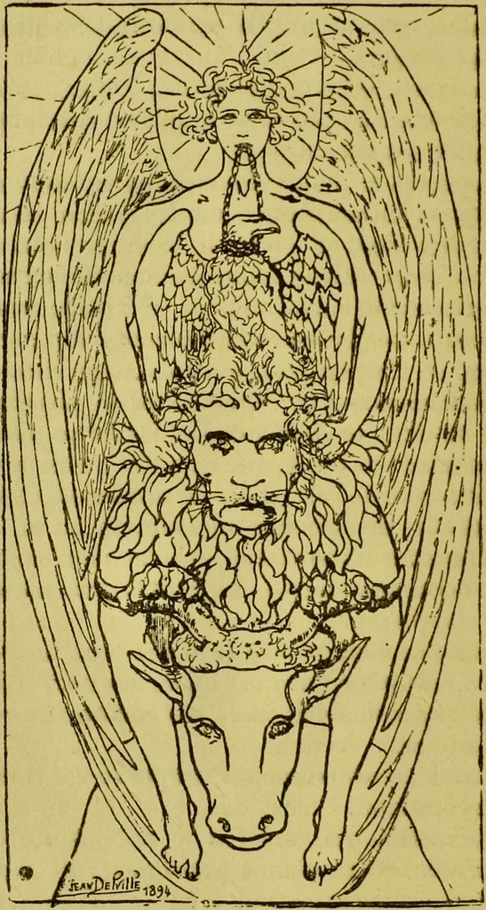 An illustration from La magie et l'hypnose : recueil de faits et d'expériences justifiant et prouvant les enseignements de l'occultisme / par Papus ; avec dessins de Ange Bossard, L. Bouchet, L. de Waldner et L. Delfosse., 1897, leaf 310