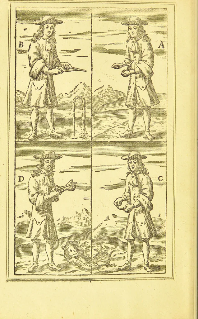 An illustration from Jacob's rod : a translation from the French of a rare and curious work, A.D. 1693, on the art of finding springs, mines and minerals by means of the hazel rod / To which is appended researches, with proofs of the existence of a more certain and far higher faculty, with clear and ample instructions for using it., 1870, leaf 6