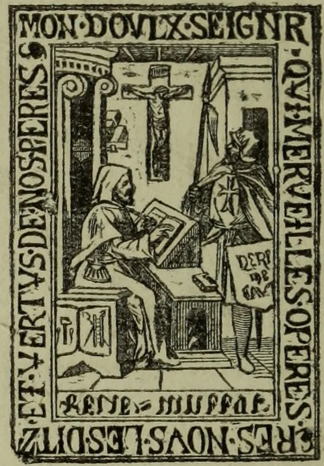 An illustration from Des marques des sorciers et de la réelle possession que le diable prend sur le corps des hommes : sur le subiect du proces de l'abominable & detestable sorcier Louys Gaufridy, prestre beneficié en l'eglise parrochiale des accoules de Marseille qui n'a guieres a esté executé à Aix par arrest de la cour de parlement de Prouence / par Iacqves Fontaine, Conseiller & medecin ordinaire du Roy, & premier professeur en son uniuersité de Bourbon en la ville d'Aix., 1865, leaf 48