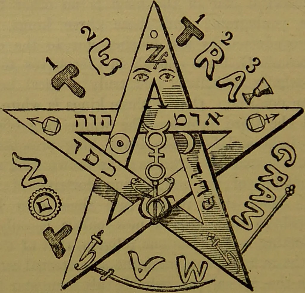 An illustration from Transcendental magic : its doctrine and ritual / by Eliphas Lévi [pseud.] ; a complete translation of "Dogme et rituel de la haute magie" with a biographical preface by Arthur Edward Waite., 1896, leaf 260