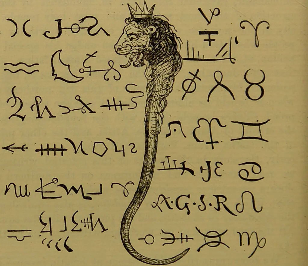 An illustration from Transcendental magic : its doctrine and ritual / by Eliphas Lévi [pseud.] ; a complete translation of "Dogme et rituel de la haute magie" with a biographical preface by Arthur Edward Waite., 1896, leaf 350