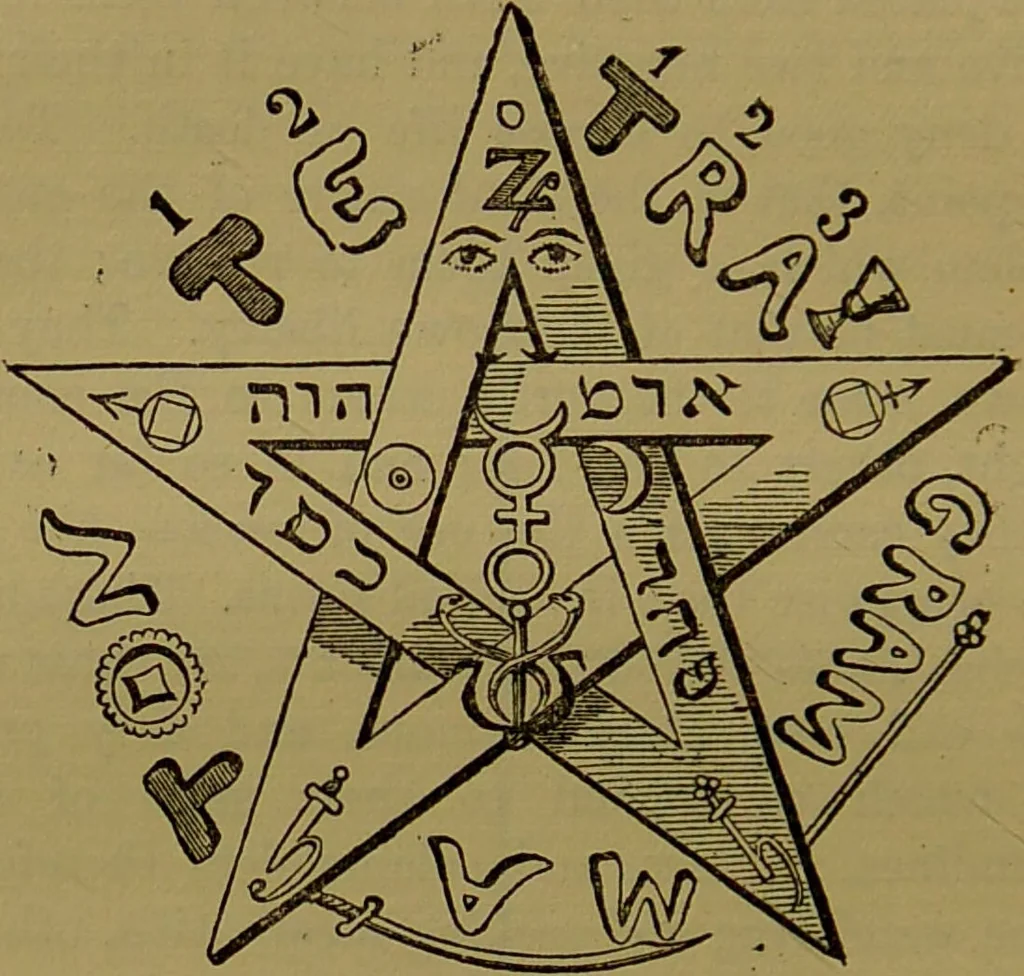 An illustration from Transcendental magic : its doctrine and ritual / by Eliphas Lévi [pseud.] ; a complete translation of "Dogme et rituel de la haute magie" with a biographical preface by Arthur Edward Waite., 1896, leaf 92