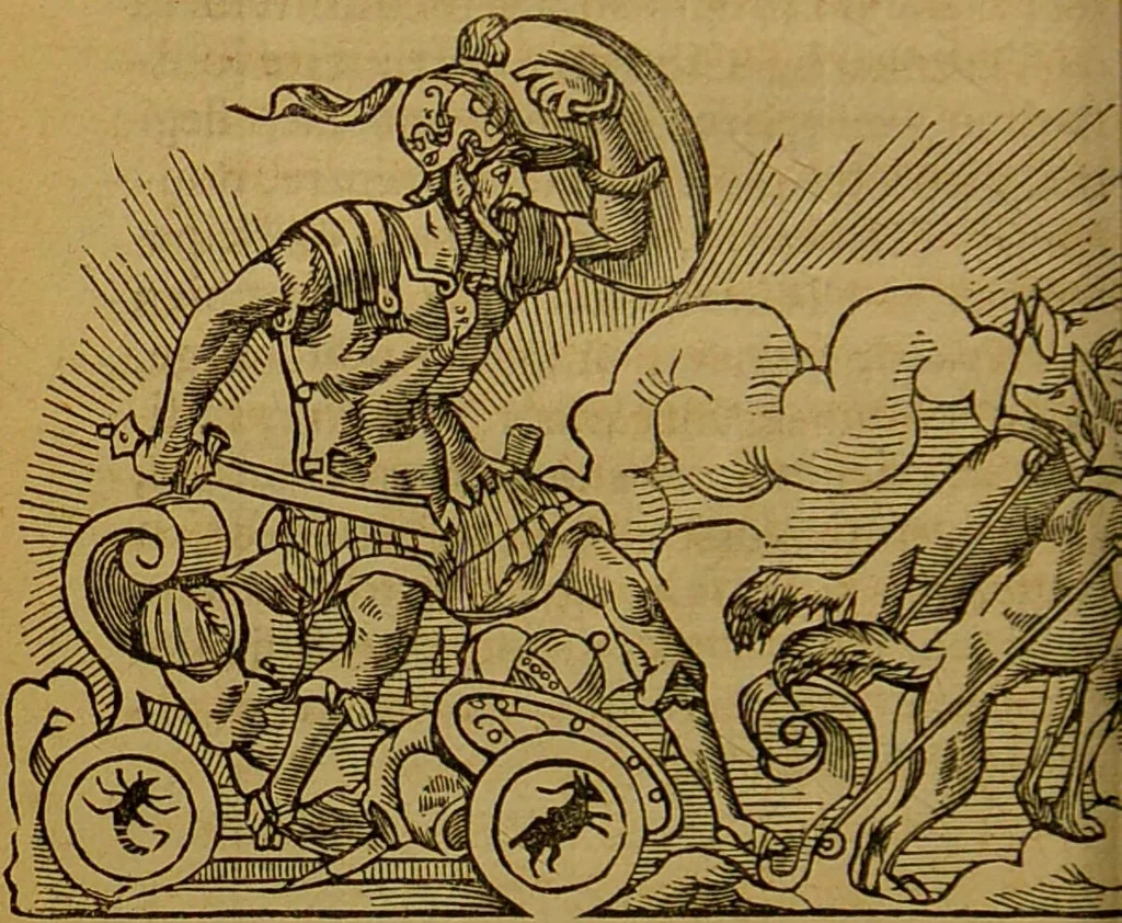 An illustration from Les secrets merveilleux de la magie naturelle du petit Albert : tirés de l'ouvrage latin intitulé: Alberti Parvi Lucii, Libellus de mirabilibus naturae arcanis, et d'autres ecrivains philosophes. Enrichis de figures mystérieuses, d'astrologie, physionomie, etc., etc., 1868, leaf 104