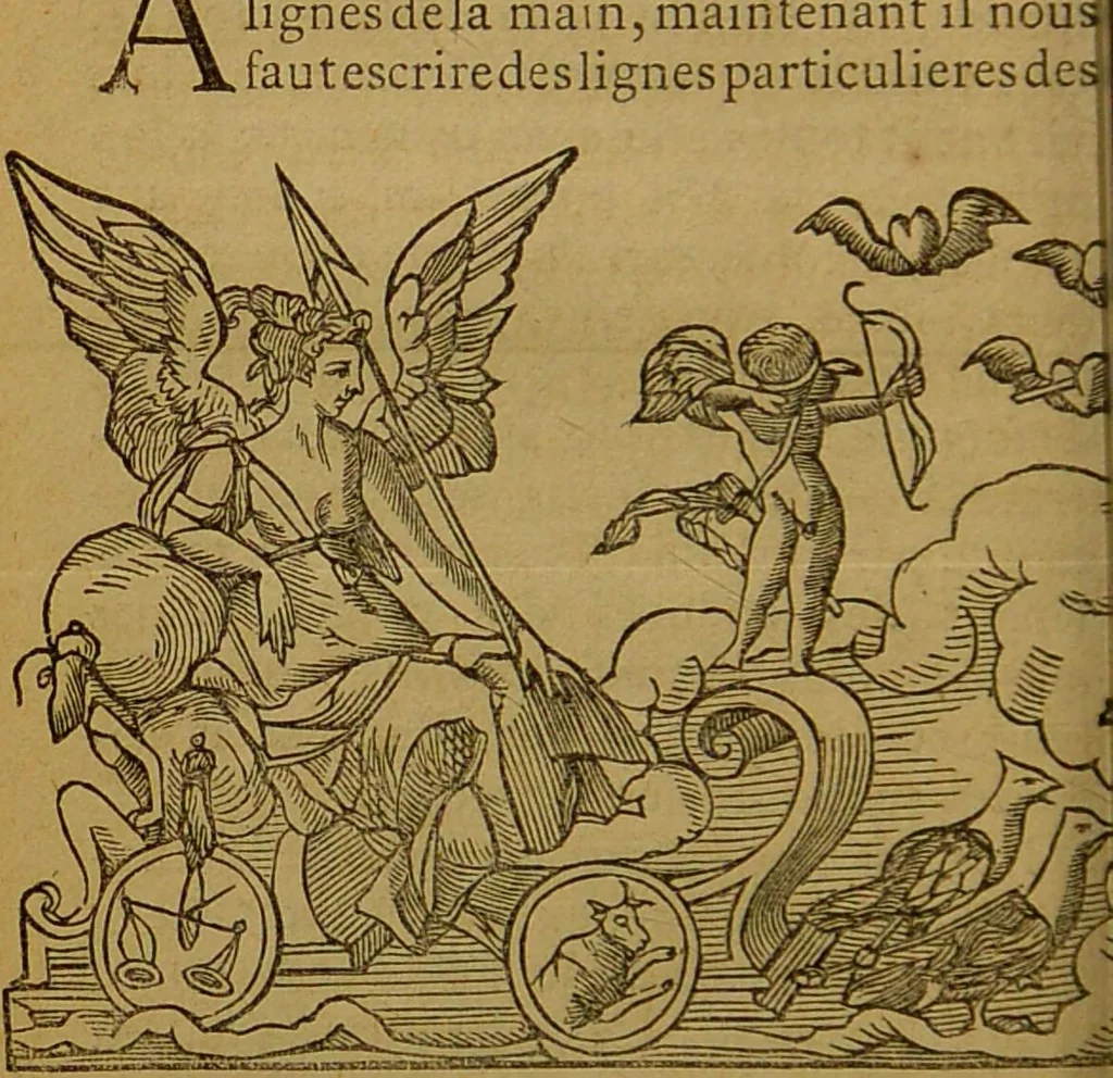 An illustration from Les secrets merveilleux de la magie naturelle du petit Albert : tirés de l'ouvrage latin intitulé: Alberti Parvi Lucii, Libellus de mirabilibus naturae arcanis, et d'autres ecrivains philosophes. Enrichis de figures mystérieuses, d'astrologie, physionomie, etc., etc., 1868, leaf 86