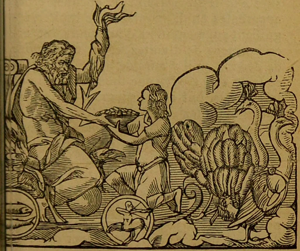 An illustration from Les secrets merveilleux de la magie naturelle du petit Albert : tirés de l'ouvrage latin intitulé: Alberti Parvi Lucii, Libellus de mirabilibus naturae arcanis, et d'autres ecrivains philosophes. Enrichis de figures mystérieuses, d'astrologie, physionomie, etc., etc., 1868, leaf 91