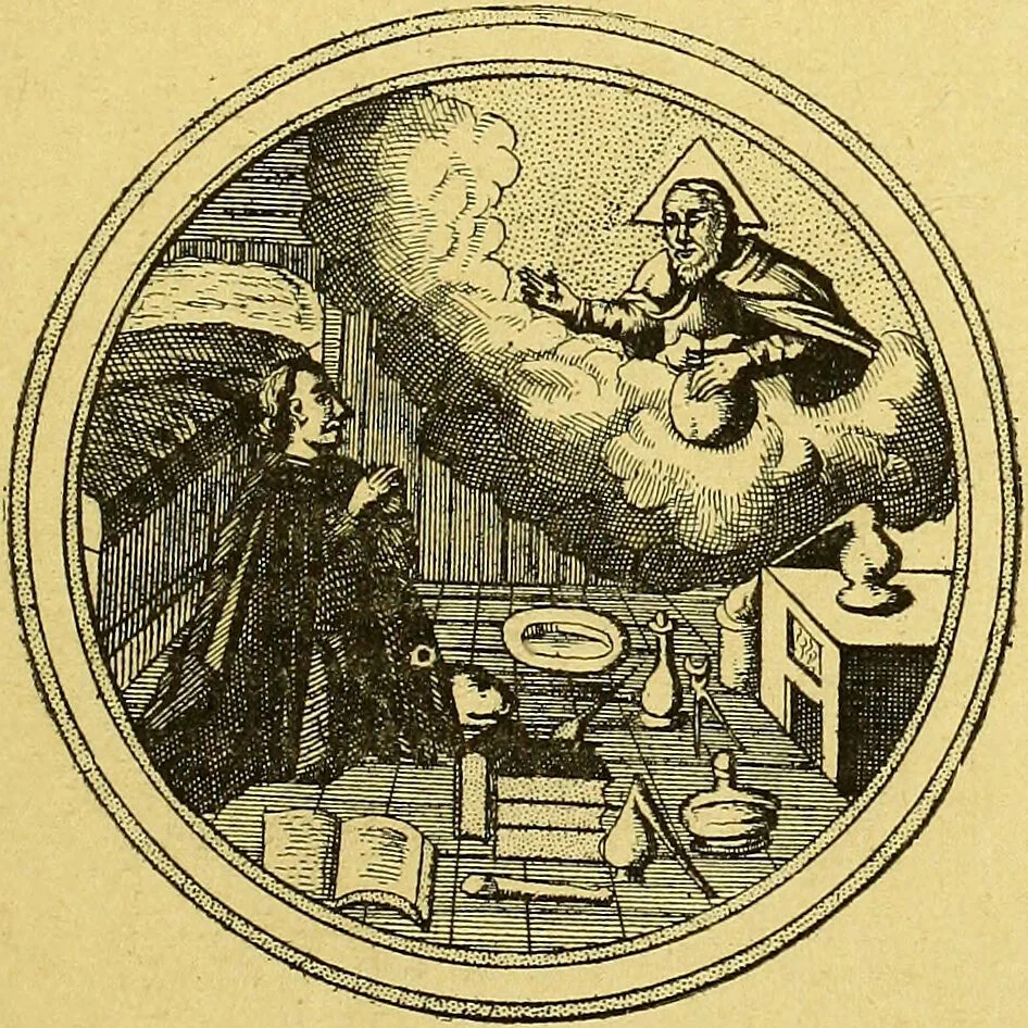 An illustration from Cinq traités d'alchimie des plus grands philosophes / Paracelse, Albert le Grand, Roger Bacon, R. Lulle, Arn. de Villeneuve ; traduits du latin en français par Alb. Poisson ; précédés de la table d'émeraude, suivis d'un glossaire., 1890, leaf 101