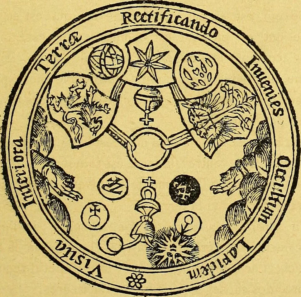 An illustration from Cinq traités d'alchimie des plus grands philosophes / Paracelse, Albert le Grand, Roger Bacon, R. Lulle, Arn. de Villeneuve ; traduits du latin en français par Alb. Poisson ; précédés de la table d'émeraude, suivis d'un glossaire., 1890, leaf 17