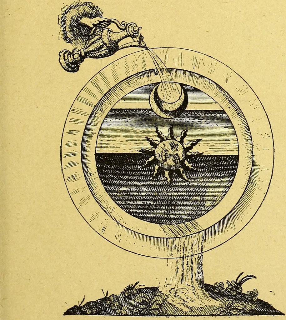 An illustration from Cinq traités d'alchimie des plus grands philosophes / Paracelse, Albert le Grand, Roger Bacon, R. Lulle, Arn. de Villeneuve ; traduits du latin en français par Alb. Poisson ; précédés de la table d'émeraude, suivis d'un glossaire., 1890, leaf 19