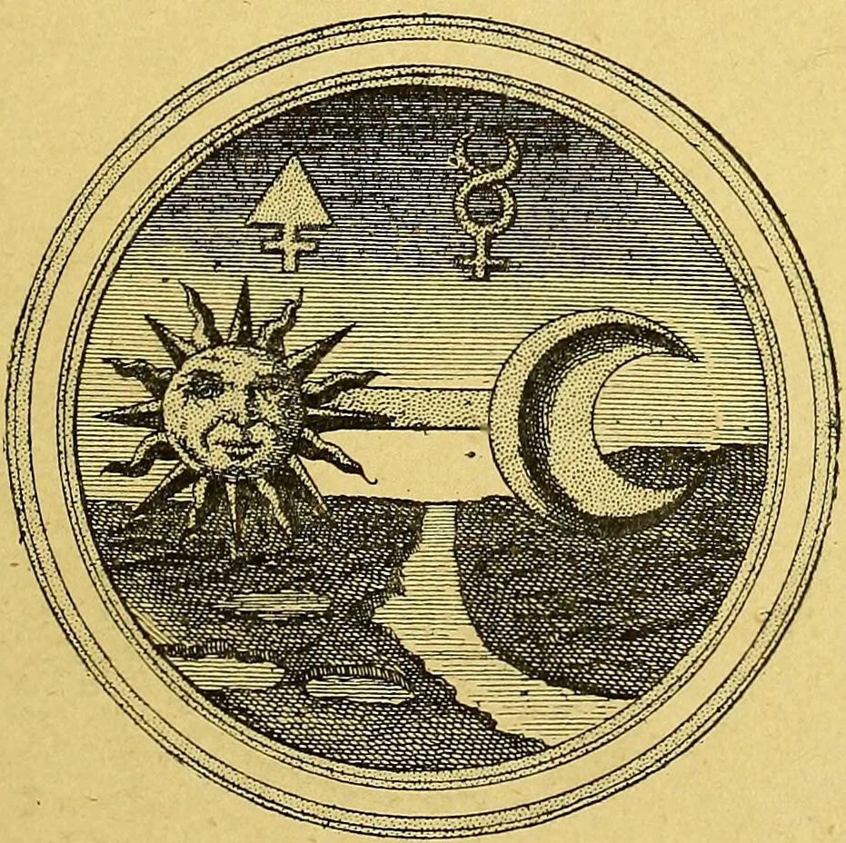 An illustration from Cinq traités d'alchimie des plus grands philosophes / Paracelse, Albert le Grand, Roger Bacon, R. Lulle, Arn. de Villeneuve ; traduits du latin en français par Alb. Poisson ; précédés de la table d'émeraude, suivis d'un glossaire., 1890, leaf 35