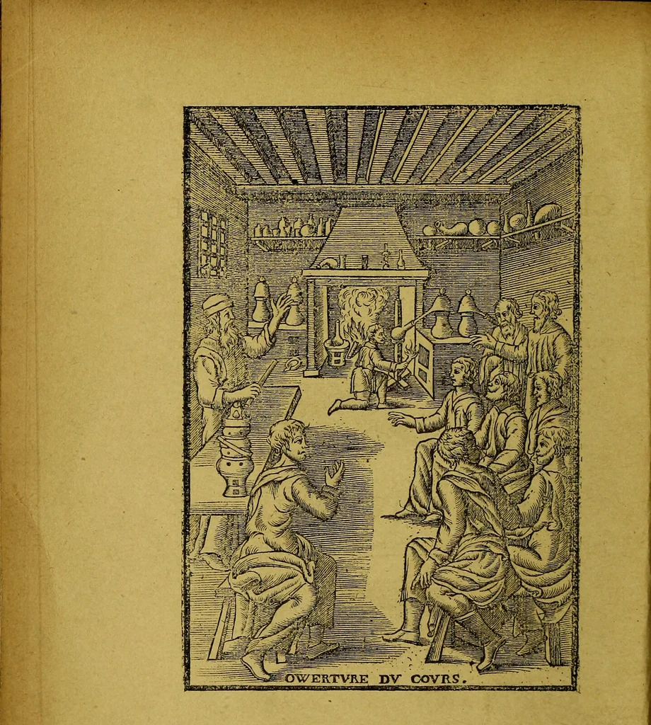 An illustration from Cinq traités d'alchimie des plus grands philosophes / Paracelse, Albert le Grand, Roger Bacon, R. Lulle, Arn. de Villeneuve ; traduits du latin en français par Alb. Poisson ; précédés de la table d'émeraude, suivis d'un glossaire., 1890, leaf 8