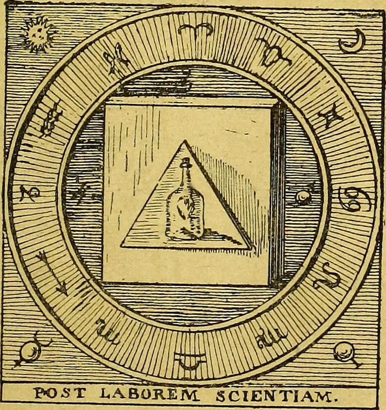 An illustration from Cinq traités d'alchimie des plus grands philosophes / Paracelse, Albert le Grand, Roger Bacon, R. Lulle, Arn. de Villeneuve ; traduits du latin en français par Alb. Poisson ; précédés de la table d'émeraude, suivis d'un glossaire., 1890, leaf 9