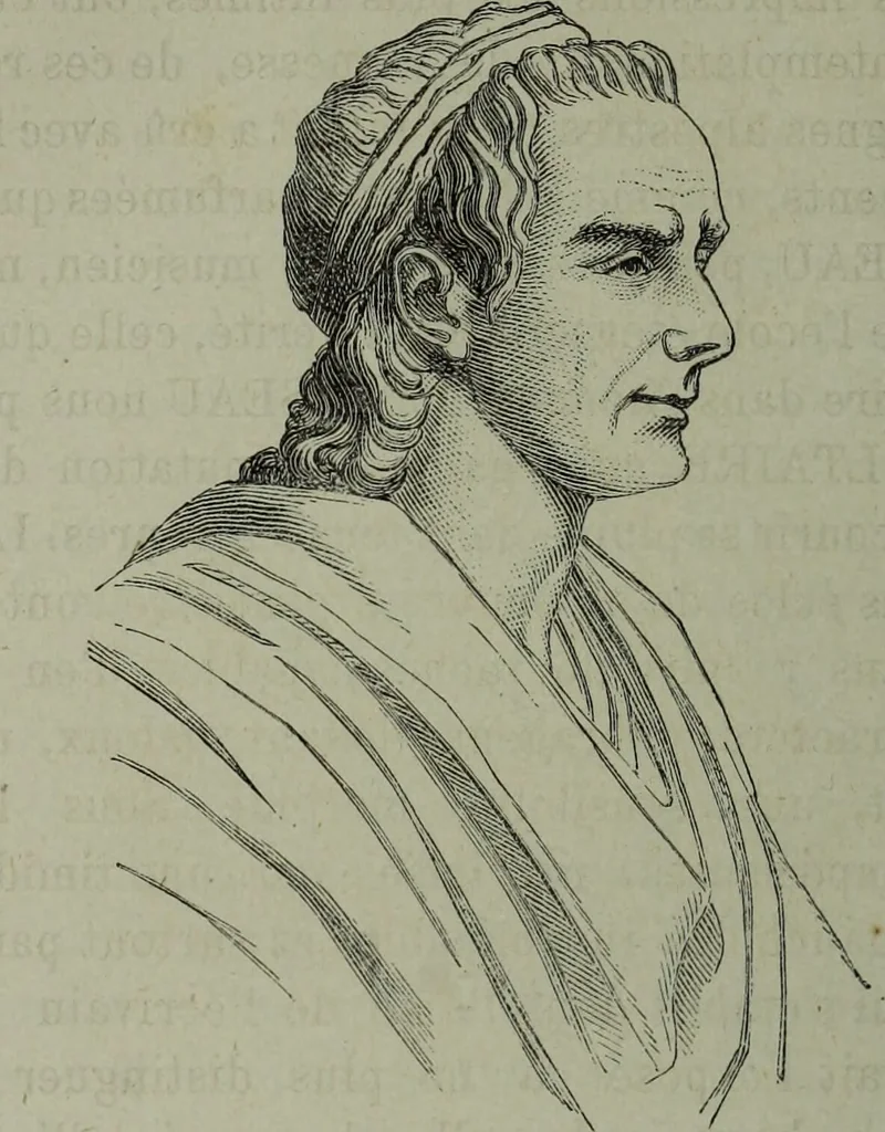 An illustration from La tête humaine : études de phrénologie et de physiognomonie appliquées aux personnages célèbres de l'antiquité et des temps modernes : avec 75 figures intercalées dans le texte / par Charles Rouvin., 1877, leaf 178