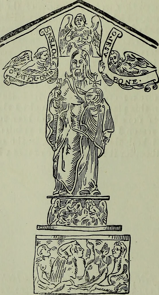 An illustration from Nicholas Flammel : his exposition of the hieroglyphical figures which he caused to be painted upon an arch in St. Innocents church yard in Paris : concerning both the theory and practice of the philosophers stone / faithfully and religiously done into English out of the French copy, by Eirenaeus Orandus., 1890, leaf 56