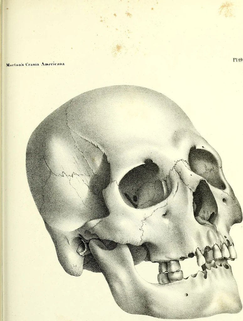 An illustration from Crania americana or, A comparative view of the skulls of various aboriginal nations of North and South America : to which is prefixed an essay on the varities of the human species / by Samuel George Morton., 1839, leaf 367