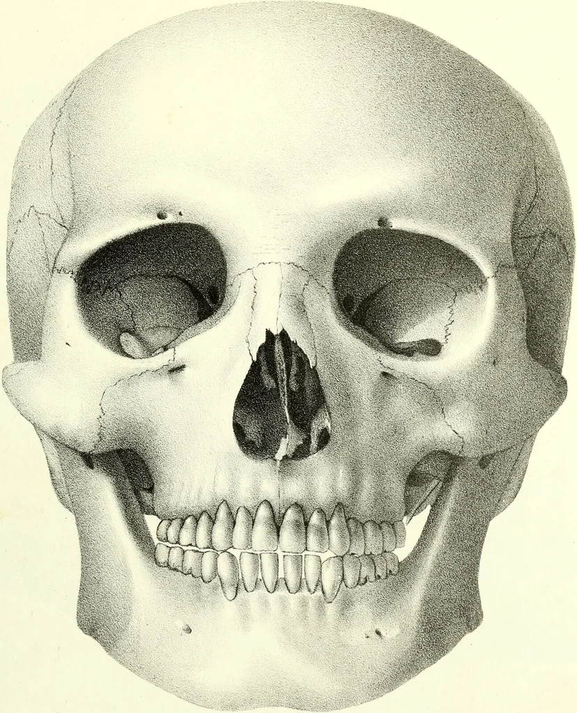 An illustration from Crania americana or, A comparative view of the skulls of various aboriginal nations of North and South America : to which is prefixed an essay on the varities of the human species / by Samuel George Morton., 1839, leaf 381
