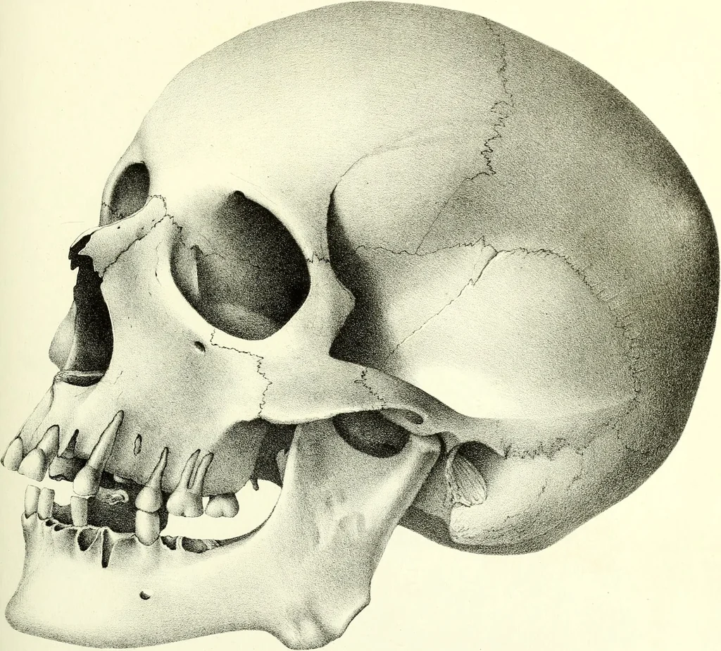 An illustration from Crania americana or, A comparative view of the skulls of various aboriginal nations of North and South America : to which is prefixed an essay on the varities of the human species / by Samuel George Morton., 1839, leaf 389