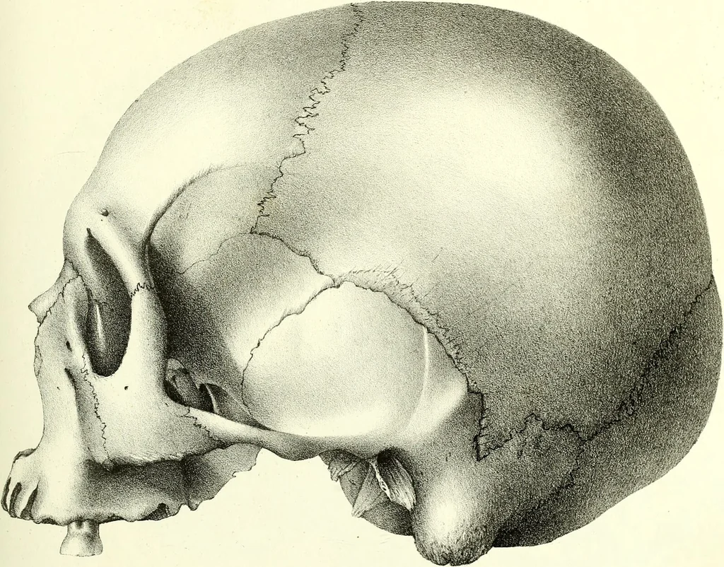 An illustration from Crania americana or, A comparative view of the skulls of various aboriginal nations of North and South America : to which is prefixed an essay on the varities of the human species / by Samuel George Morton., 1839, leaf 405