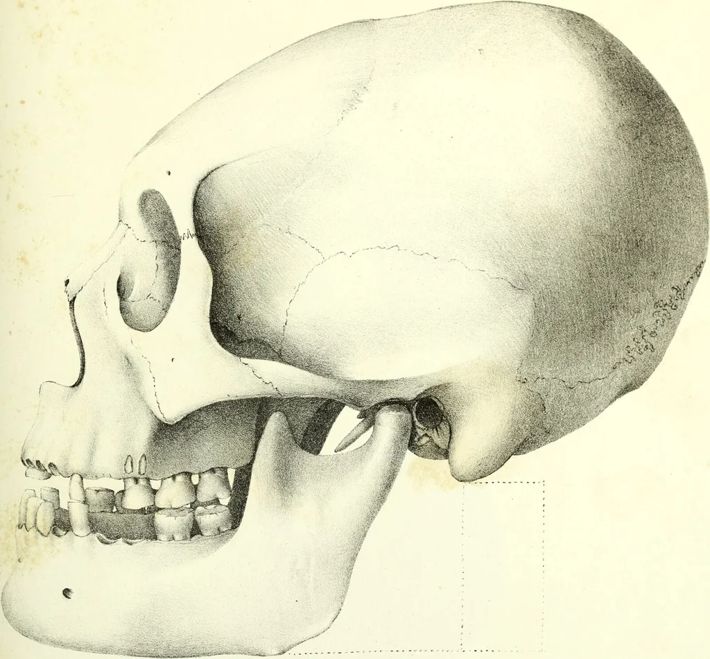 An illustration from Crania americana or, A comparative view of the skulls of various aboriginal nations of North and South America : to which is prefixed an essay on the varities of the human species / by Samuel George Morton., 1839, leaf 415