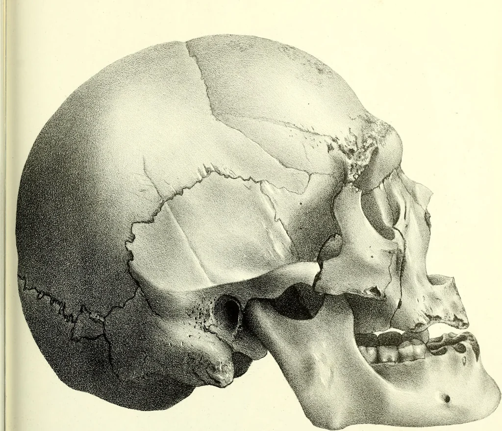 An illustration from Crania americana or, A comparative view of the skulls of various aboriginal nations of North and South America : to which is prefixed an essay on the varities of the human species / by Samuel George Morton., 1839, leaf 433