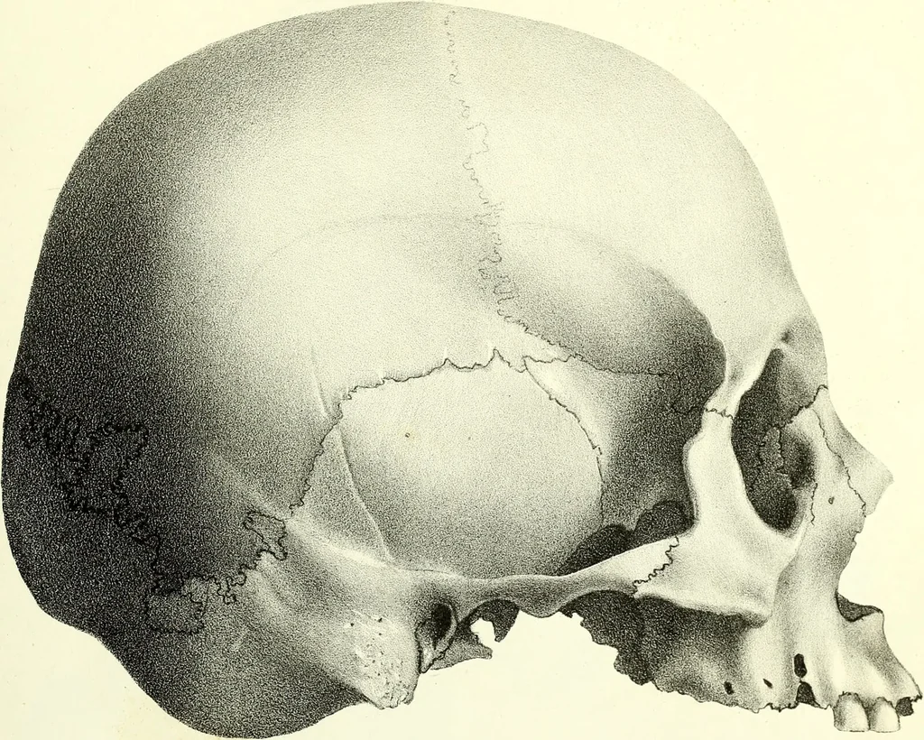 An illustration from Crania americana or, A comparative view of the skulls of various aboriginal nations of North and South America : to which is prefixed an essay on the varities of the human species / by Samuel George Morton., 1839, leaf 453