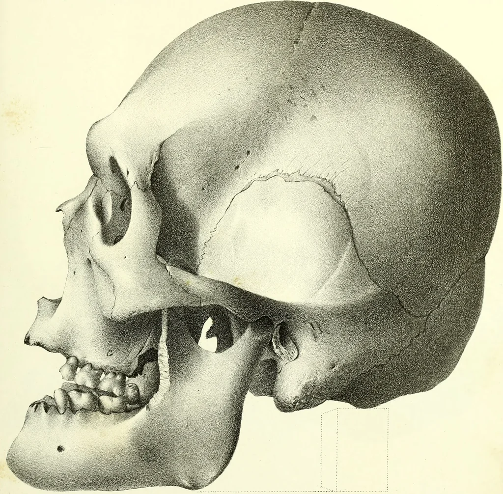 An illustration from Crania americana or, A comparative view of the skulls of various aboriginal nations of North and South America : to which is prefixed an essay on the varities of the human species / by Samuel George Morton., 1839, leaf 455