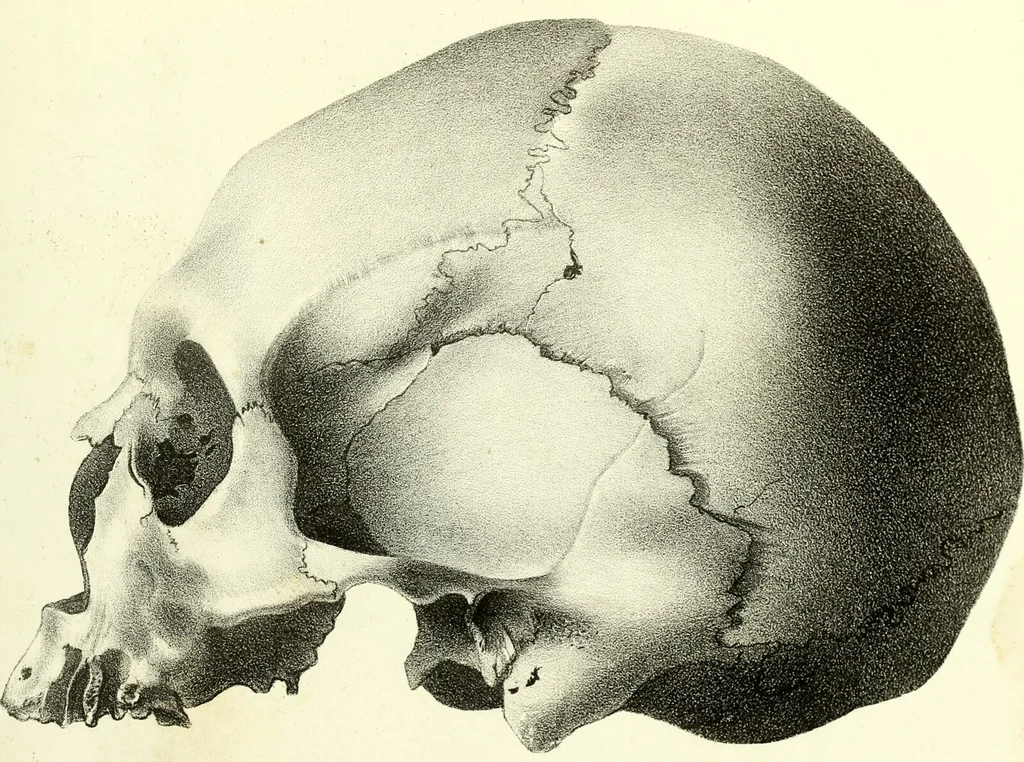 An illustration from Crania americana or, A comparative view of the skulls of various aboriginal nations of North and South America : to which is prefixed an essay on the varities of the human species / by Samuel George Morton., 1839, leaf 457