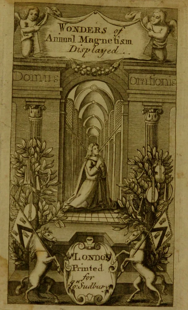 An illustration from Wonders and mysteries of animal magnetism displayed, or, The history, art, practice, and progress of that useful science from its first rise in the city of Paris, to the present time ; with several curious cases and new anecdotes of the principal professors and patients., 1791, leaf 8