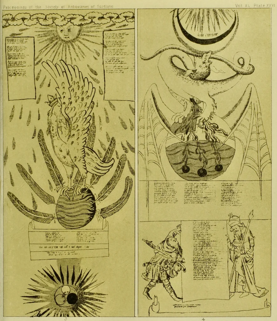 An illustration from Account of an alchemical roll on parchment, presented by the Earl of Cromarty in 1707 to the Royal College of Physicians of Edinburgh / with notes by John Small, M.A., 1876, leaf 21