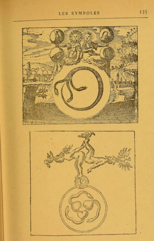 An illustration from Théories & symboles des alchimistes : le grand-oeuvre : suivi d'un essai sur la bibliographie alchimique due XIXe sìecle., 1891, leaf 153