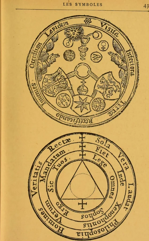 An illustration from Théories & symboles des alchimistes : le grand-oeuvre : suivi d'un essai sur la bibliographie alchimique due XIXe sìecle., 1891, leaf 61
