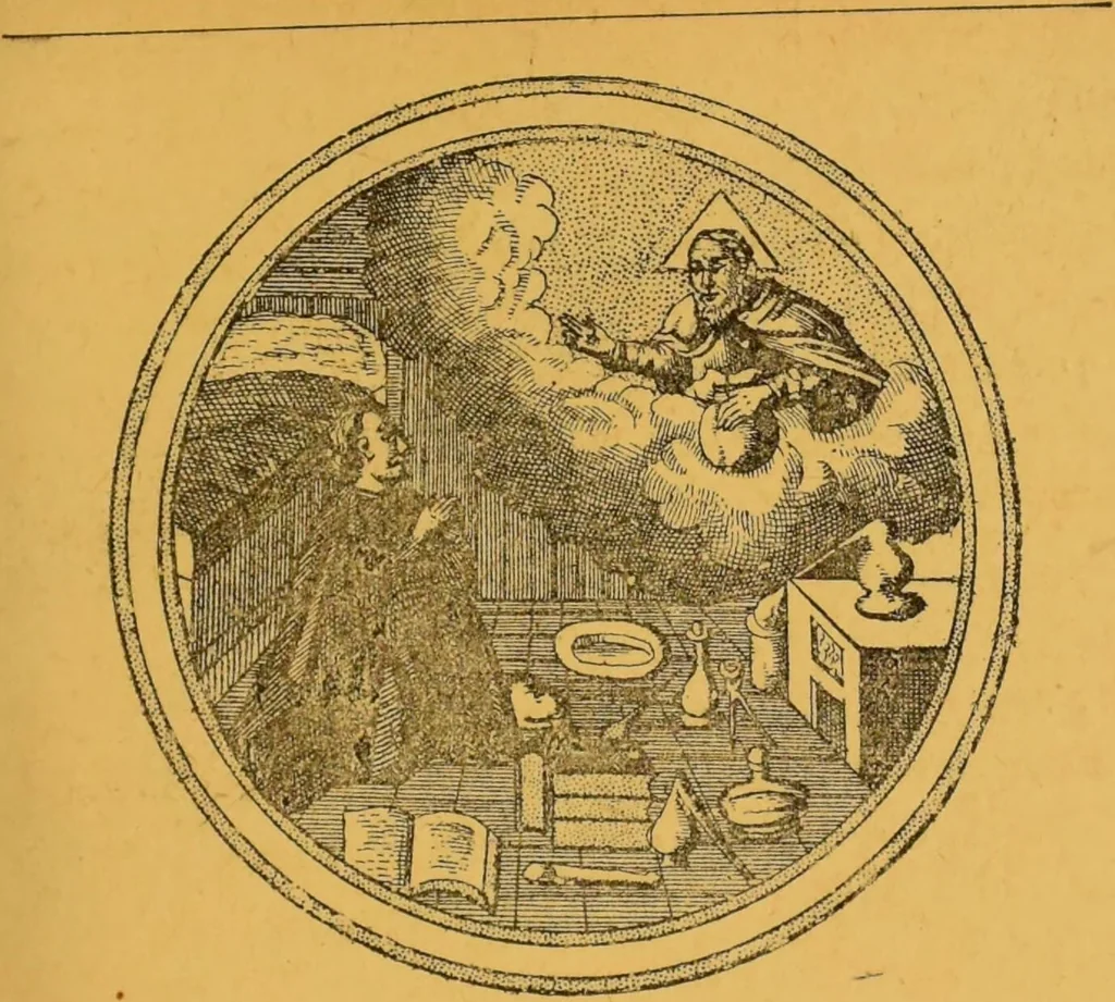 An illustration from Théories & symboles des alchimistes : le grand-oeuvre : suivi d'un essai sur la bibliographie alchimique due XIXe sìecle., 1891, leaf 67