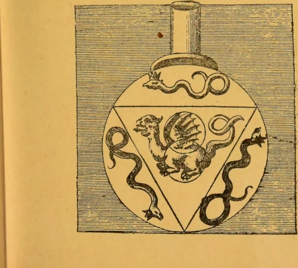 An illustration from Théories & symboles des alchimistes : le grand-oeuvre : suivi d'un essai sur la bibliographie alchimique due XIXe sìecle., 1891, leaf 67