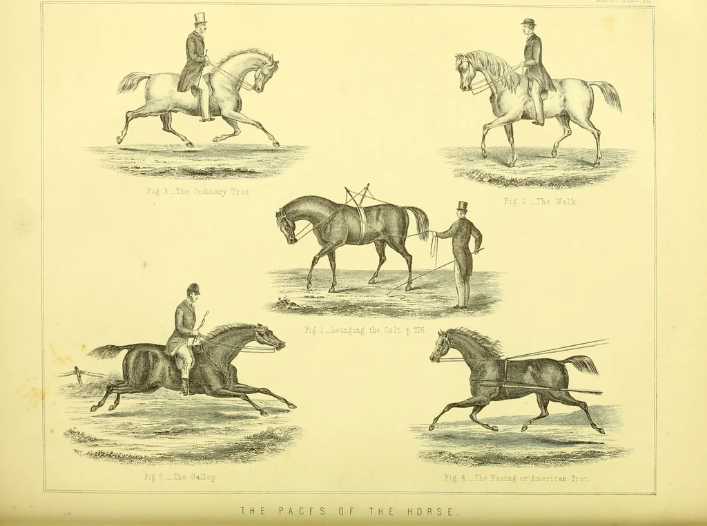 An illustration from Modern practical farriery : a complete guide to all that relates to the horse; its history, varieties, and uses, breaking, training, feeding, stabling, and grooming, how to buy, keep and treat a horse in health and disease ... forming a complete system of the veterinary art, as a present practised at the Royal Veterinary College, London / by W.J. Miles ... with numerous illustrations and a series of anatomical plates, engraved from the original drawings from nature, by Benjamin Herring. To which is added an essay on the diseases and management of cattle, sheep, and pigs / by J.I. Lupton., 1885, leaf 102