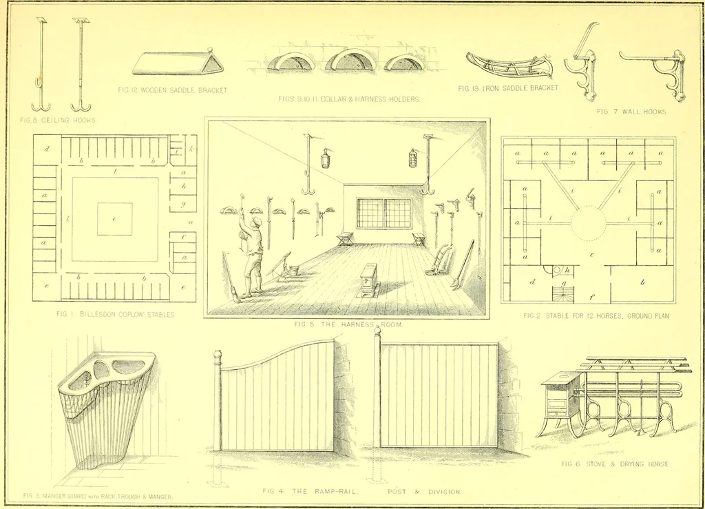 An illustration from Modern practical farriery : a complete guide to all that relates to the horse; its history, varieties, and uses, breaking, training, feeding, stabling, and grooming, how to buy, keep and treat a horse in health and disease ... forming a complete system of the veterinary art, as a present practised at the Royal Veterinary College, London / by W.J. Miles ... with numerous illustrations and a series of anatomical plates, engraved from the original drawings from nature, by Benjamin Herring. To which is added an essay on the diseases and management of cattle, sheep, and pigs / by J.I. Lupton., 1885, leaf 163